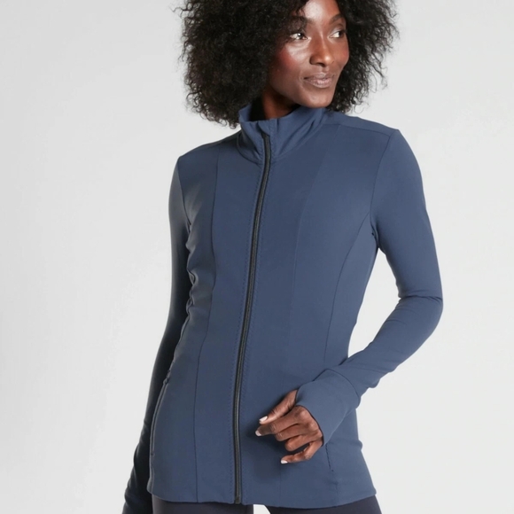 Athleta Salutation Jacket XL Blue Sport Travel Yoga Full Zip - Picture 4 of 9